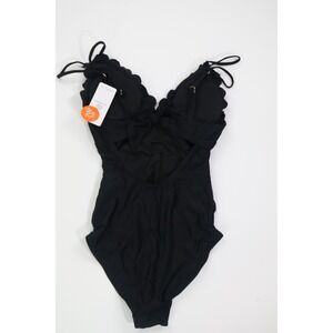 Charmo Maternity One Piece Swimsuit Scallop Trim Black Ruched Beachwear